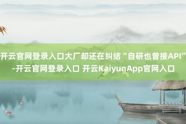 开云官网登录入口大厂却还在纠结“自研也曾接API”-开云官网登录入口 开云KaiyunApp官网入口